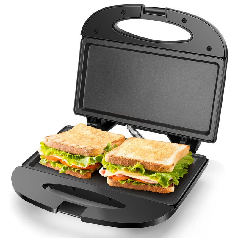Aigostar Sandwich Maker with Nonstick Deep Grid Surface for Egg Ham Steaks Compact Electric Grill Tostadora de Pan Black ETL Certificated Roy