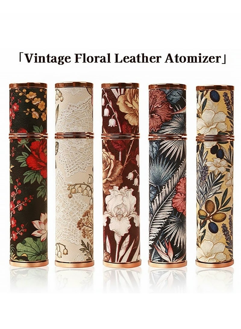 YOUGE 5 Pieces High Quality Luxury PU Leather Portable Refillable Perfume Atomizer Bottles, 10ML Different Color Refillable Spray Bottles, Atomizer Perfume Bottles, Travel Spray Fragrance Atomizer - Image 1