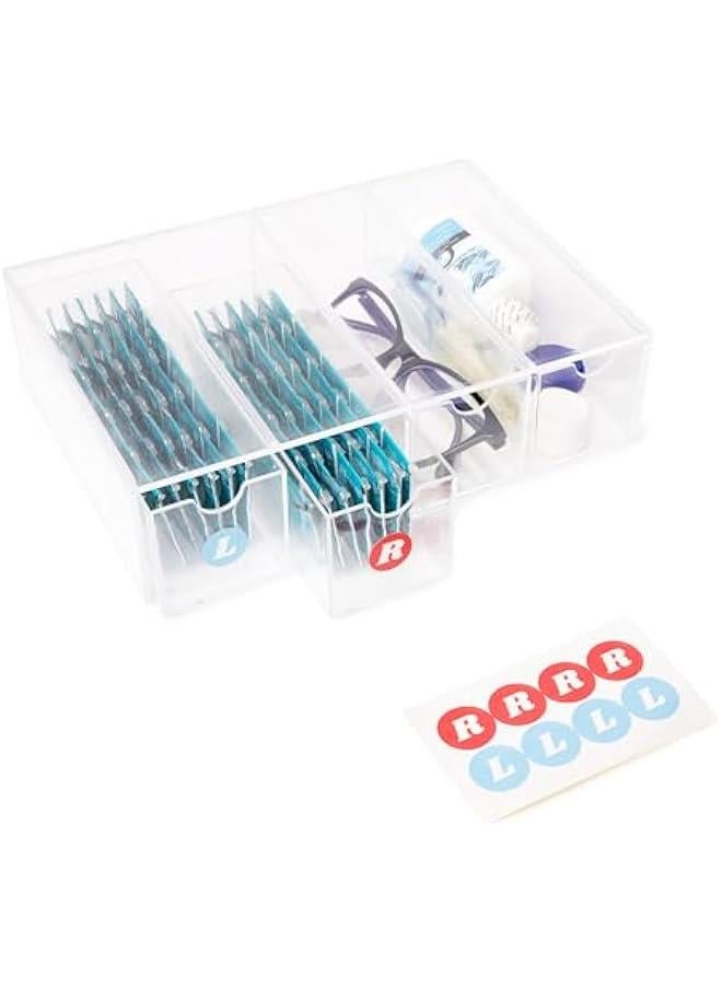 Arabest Daily Contact Lens Organizer Dispenser with R & L Labels – 4-Drawer Contact Lens Holder Storage – Multifunctional Clear Box Case for Color Contact Lenses, Glasses, Makeup, & More - Image 1