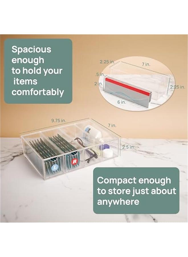 Arabest Daily Contact Lens Organizer Dispenser with R & L Labels – 4-Drawer Contact Lens Holder Storage – Multifunctional Clear Box Case for Color Contact Lenses, Glasses, Makeup, & More - Image 2