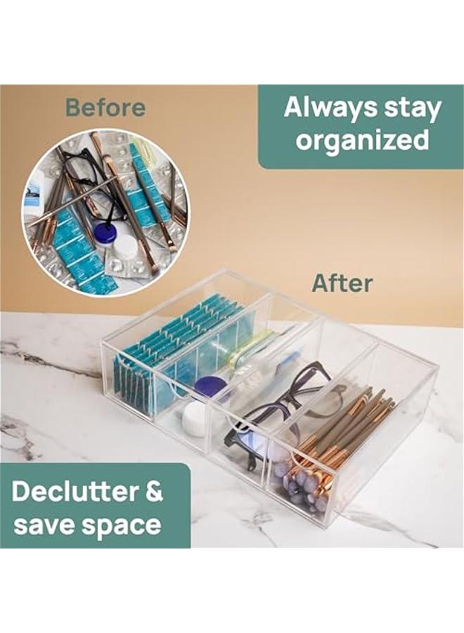 Arabest Daily Contact Lens Organizer Dispenser with R & L Labels – 4-Drawer Contact Lens Holder Storage – Multifunctional Clear Box Case for Color Contact Lenses, Glasses, Makeup, & More - Image 3