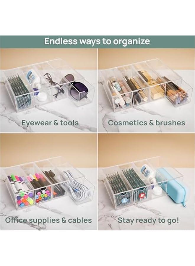 Arabest Daily Contact Lens Organizer Dispenser with R & L Labels – 4-Drawer Contact Lens Holder Storage – Multifunctional Clear Box Case for Color Contact Lenses, Glasses, Makeup, & More - Image 5