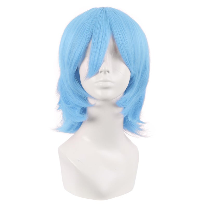 MapofBeauty MapofBeauty 14 Inch/35 cm Short Cosplay Wolf Tail Synthetic Side Bangs Party Wig (Azure)  - Image 1