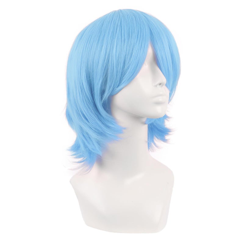 MapofBeauty MapofBeauty 14 Inch/35 cm Short Cosplay Wolf Tail Synthetic Side Bangs Party Wig (Azure)  - Image 3