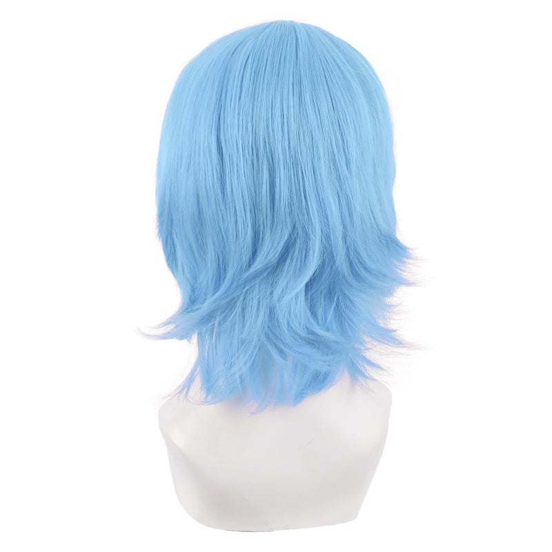 MapofBeauty MapofBeauty 14 Inch/35 cm Short Cosplay Wolf Tail Synthetic Side Bangs Party Wig (Azure)  - Image 4