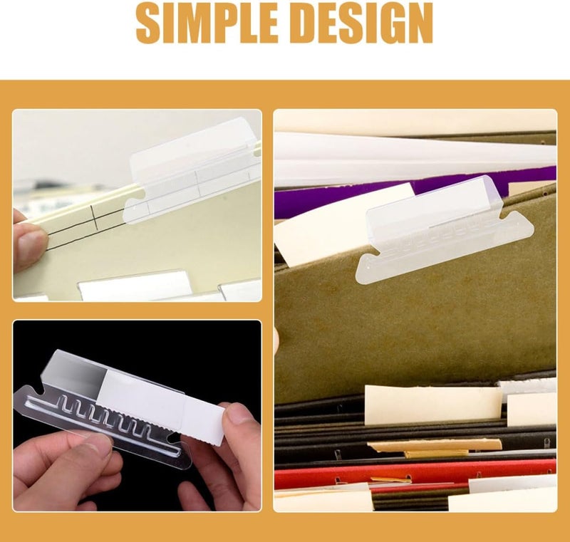 110pcs Hanging File Folder Tabs with PVC Dividers and Inserts for Office Filing, Small File Tabs for Hanging Folders, Label Organizers for Document Classification - Image 3
