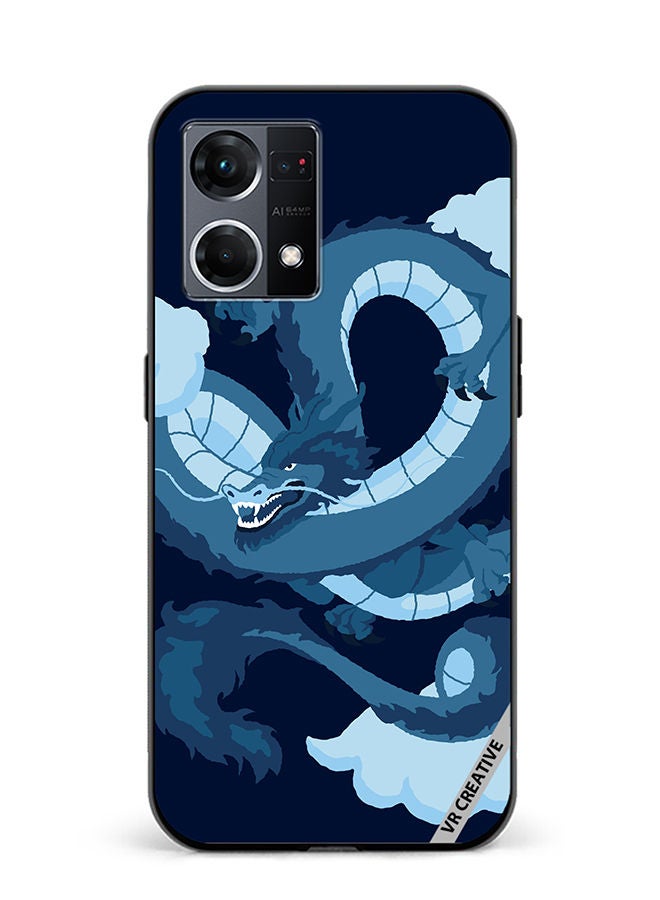 VR CREATIVE Protective Case Cover For Oppo Reno8 4G Chinese Blue Dragon Design Multicolour - Image 1