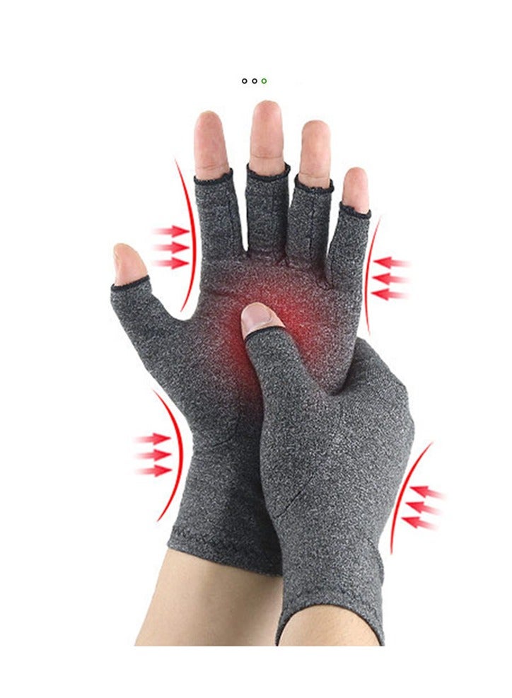 Arthritis Compression Gloves for Women & Men for Arthritis Hand Pain Relief, Half-Finger Cycling Gloves Compression Gloves(L) - Image 4