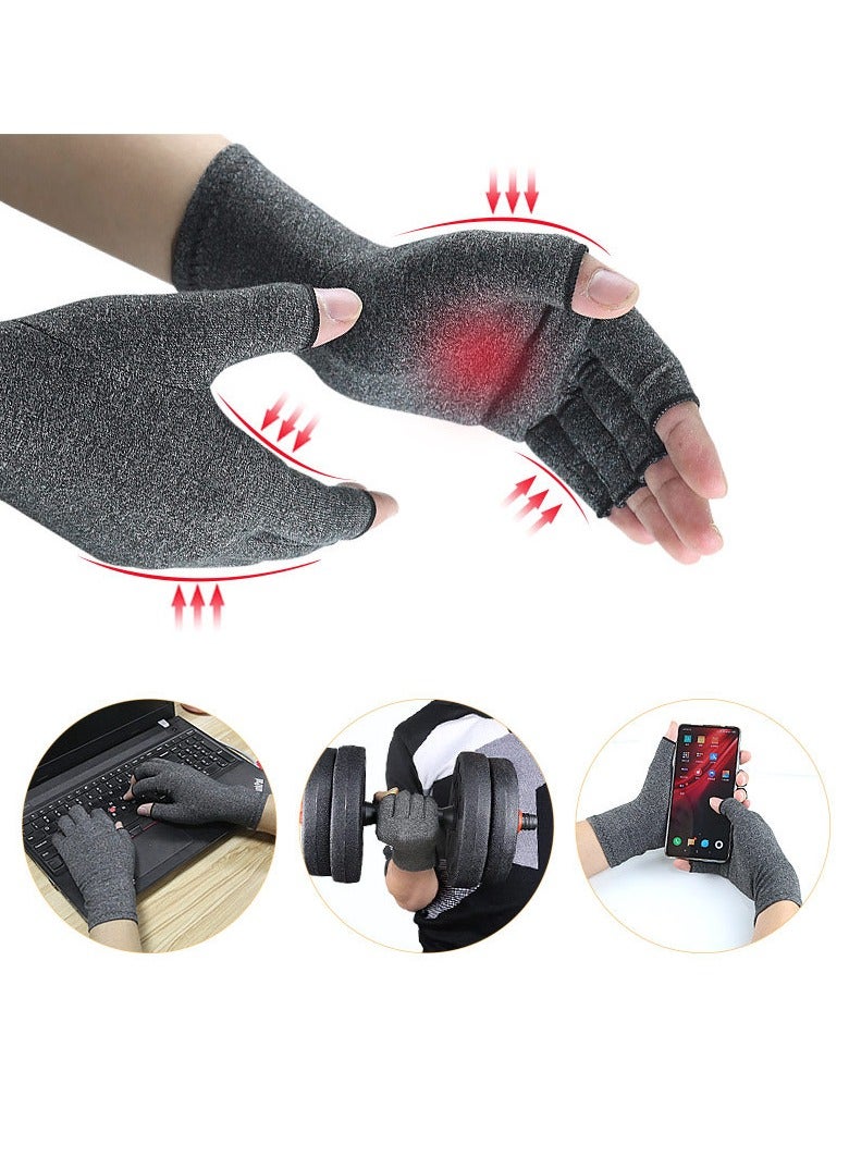Arthritis Compression Gloves for Women & Men for Arthritis Hand Pain Relief, Half-Finger Cycling Gloves Compression Gloves(L) - Image 5