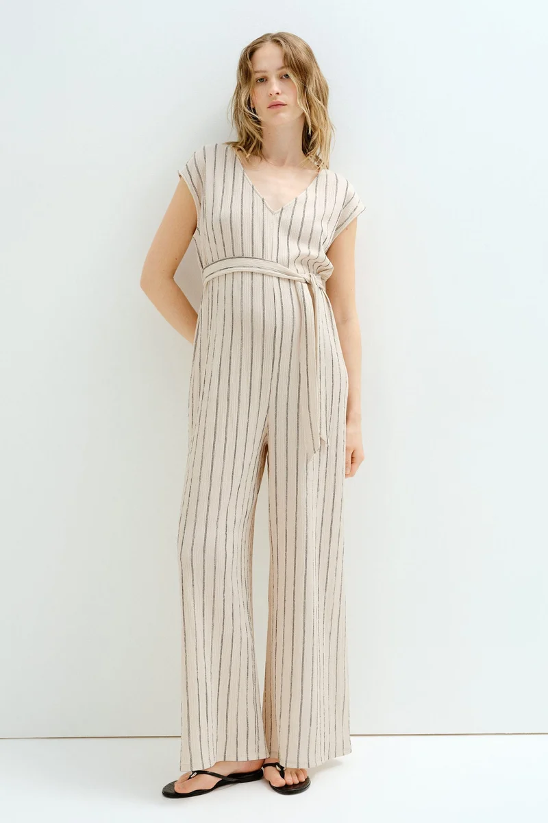 H&M MAMA Sleeveless tie-belt jumpsuit