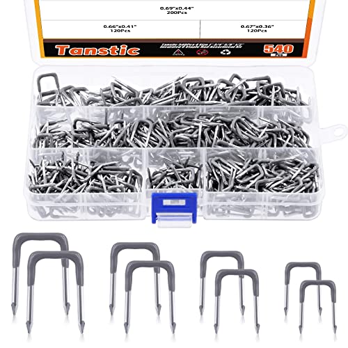 Tanstic 540 Pcs Insulated U Staple Nail Assortment Set with Storage Case, 4 Sizes Metal Cable Staple for Wood Fixing Wires Cables - Image 1