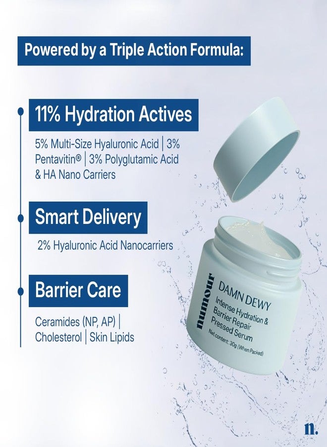 Numour Damn Dewy | Intense Hydration & Barrier Repair Pressed Serum 30g | India's 1st Hydrating Pressed Serum | 11% Hydration Actives | For Dry, Dehydrated, Sensitive & Combination Skin | Men & Women - Image 3