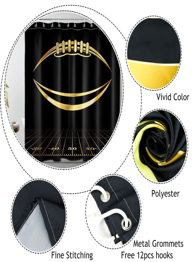 LB American Football Shower Curtain Watercolor Art Sports Game Black Background Cartoon Bathroom Curtain Home Decorative Polyester Fabric with Hooks,72x72 Inch - Image 5
