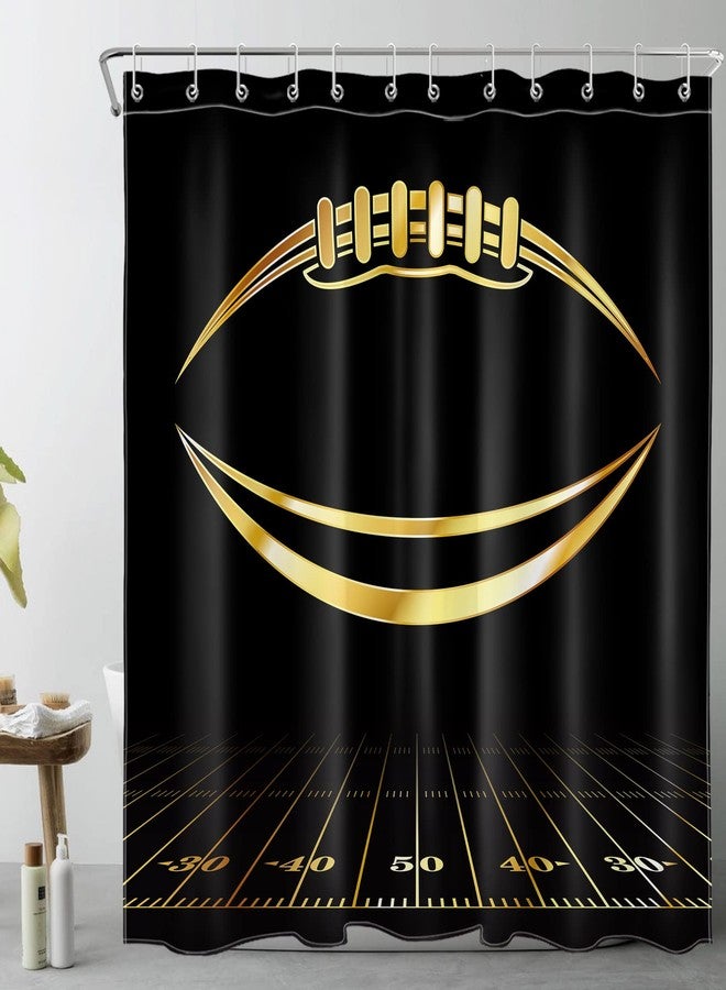 LB American Football Shower Curtain Watercolor Art Sports Game Black Background Cartoon Bathroom Curtain Home Decorative Polyester Fabric with Hooks,72x72 Inch - Image 1