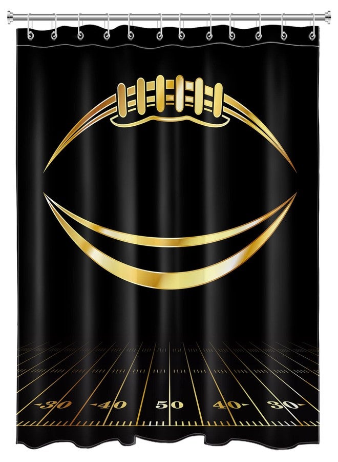 LB American Football Shower Curtain Watercolor Art Sports Game Black Background Cartoon Bathroom Curtain Home Decorative Polyester Fabric with Hooks,72x72 Inch - Image 4