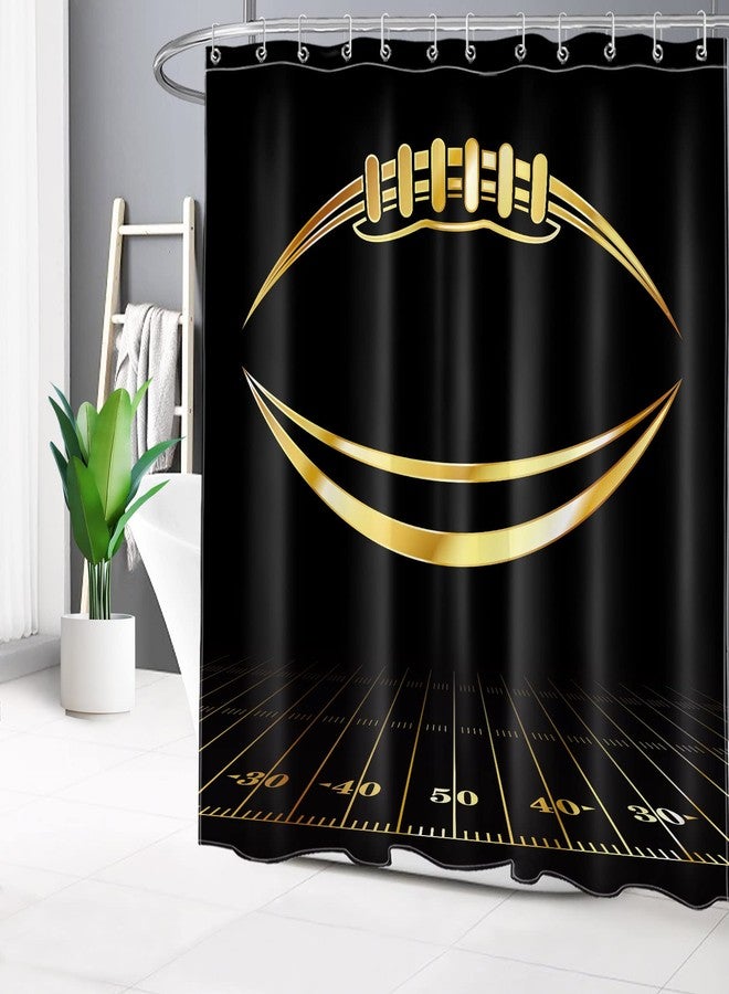 LB American Football Shower Curtain Watercolor Art Sports Game Black Background Cartoon Bathroom Curtain Home Decorative Polyester Fabric with Hooks,72x72 Inch - Image 3