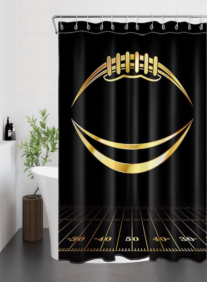 LB American Football Shower Curtain Watercolor Art Sports Game Black Background Cartoon Bathroom Curtain Home Decorative Polyester Fabric with Hooks,72x72 Inch - Image 2