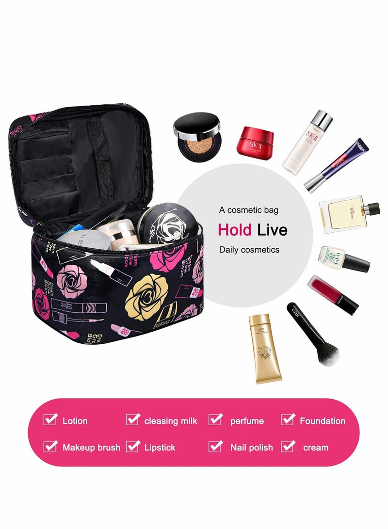 Excefore حقيبة مكياج للسفر وحقائب مستحضرات التجميل صغيرة للنساء والفتيات حقيبة بسحاب منظمة مقاومة للماء لطيفة - Image 5