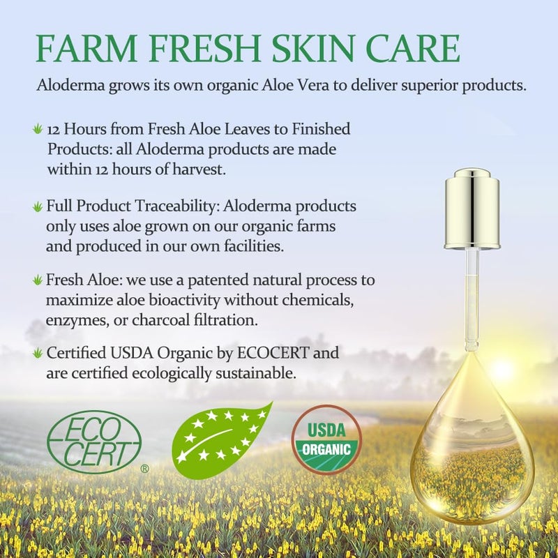 Aloderma Organic Aloe Vera Gel for Face Made within 12 Hours of Harvest, 96% Pure Aloe Vera Gel for Skin, Scalp, & Hair, Soothing Aloe Face Moisturizer, Multipurpose, Hydrating Aloe Gel, 7oz, 3-Pack - Image 5