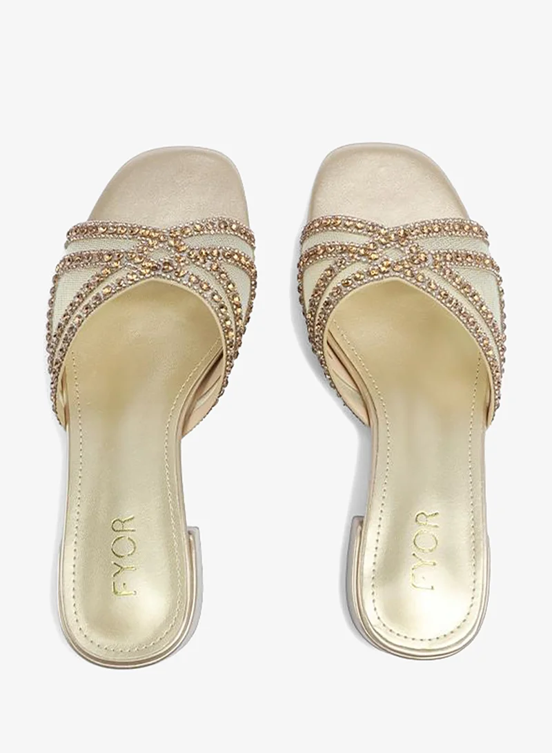 FYOR  Stylish Ornate Metallic Block Heel  AJ 021 for Women | Best Price UAE