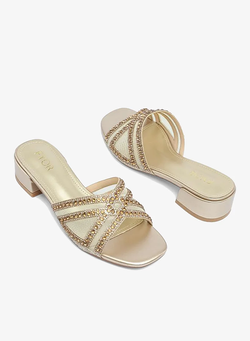 FYOR  Stylish Ornate Metallic Block Heel  AJ 021 for Women | Best Price UAE