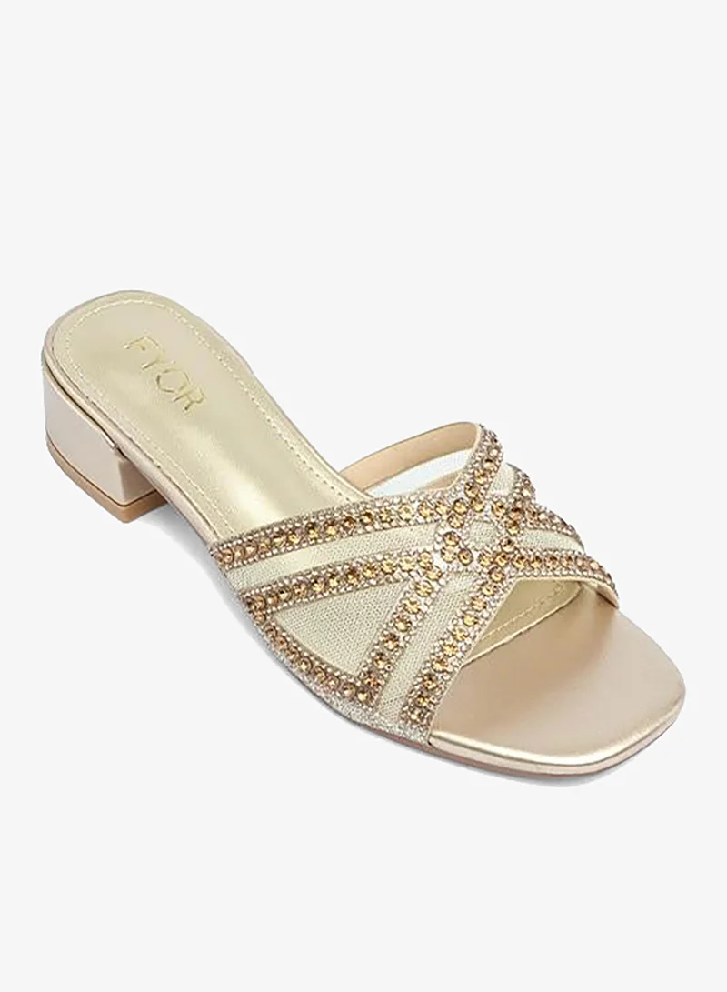 FYOR Stylish Ornate Metallic Block Heel  AJ 021