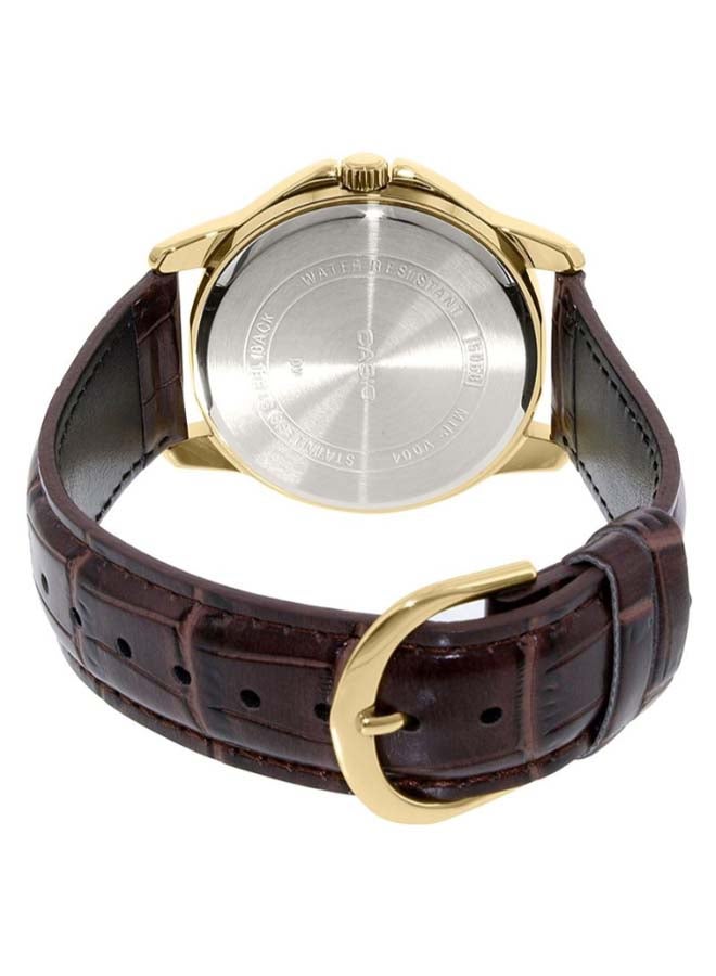 CASIO Men Leather Band Analog Watch MTP-V004GL-9AUDF - 42mm - Brown - Image 2