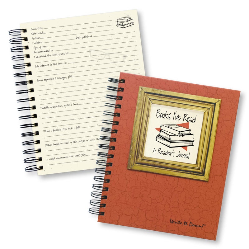 Write it Down series by Journals Unlimited, Guided Journal, Books I've Read, A Reader's Journal, Full-size 7.5"x 9", Orange Hard Cover, Made in USA
