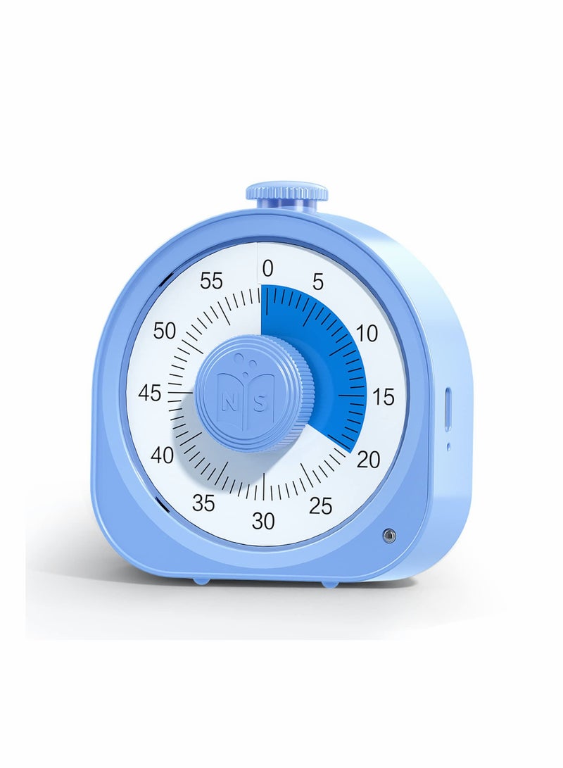 Rechargeable 60-Minute Visual Timer for Kids and Adults - Desk Countdown Clock for Cooking, Pomodoro Technique, and Classroom Time Management (Blue) - Image 1