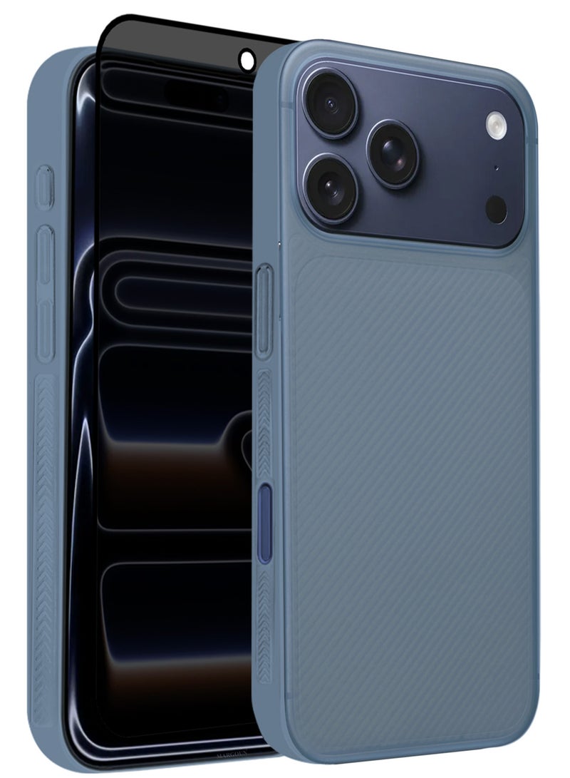 CATANES غطاء علبة 2 حزمة لجهاز iPhone 17 Pro، تصميم خط Air Skin الخلفي، غطاء قوي ومت耐، غطاء رقيق للغاية، غطاء حماية من السقوط شفاف مع واقي شاشة خصوصية - أزرق فاتح - Image 1