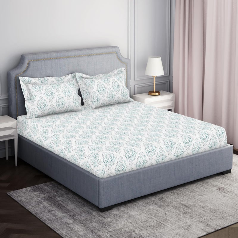 Welspun 132 Tc 100% Cotton Bedsheet for Double Bed with 2 Pillow Cover | Breathable & Soft King Size Bedsheet | (108 X 108 Inch) - Light Green| Serene - Image 2