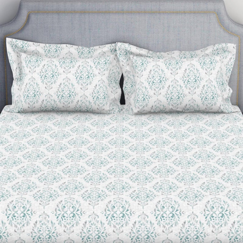 Welspun 132 Tc 100% Cotton Bedsheet for Double Bed with 2 Pillow Cover | Breathable & Soft King Size Bedsheet | (108 X 108 Inch) - Light Green| Serene - Image 4