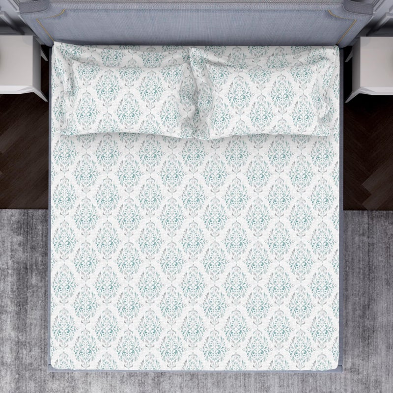 Welspun 132 Tc 100% Cotton Bedsheet for Double Bed with 2 Pillow Cover | Breathable & Soft King Size Bedsheet | (108 X 108 Inch) - Light Green| Serene - Image 3