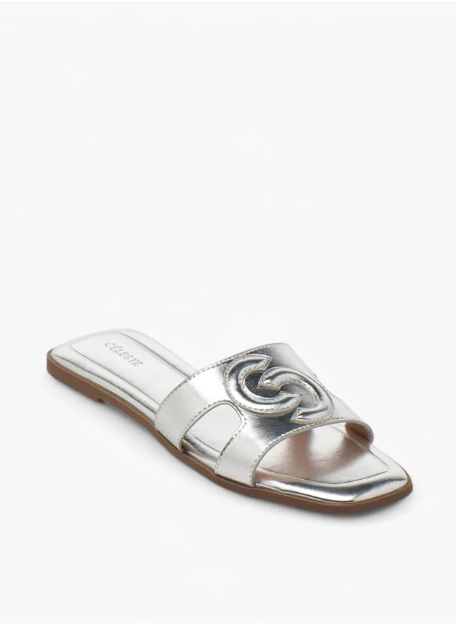 Celeste Women's Logo Embossed Slip-On Sandals