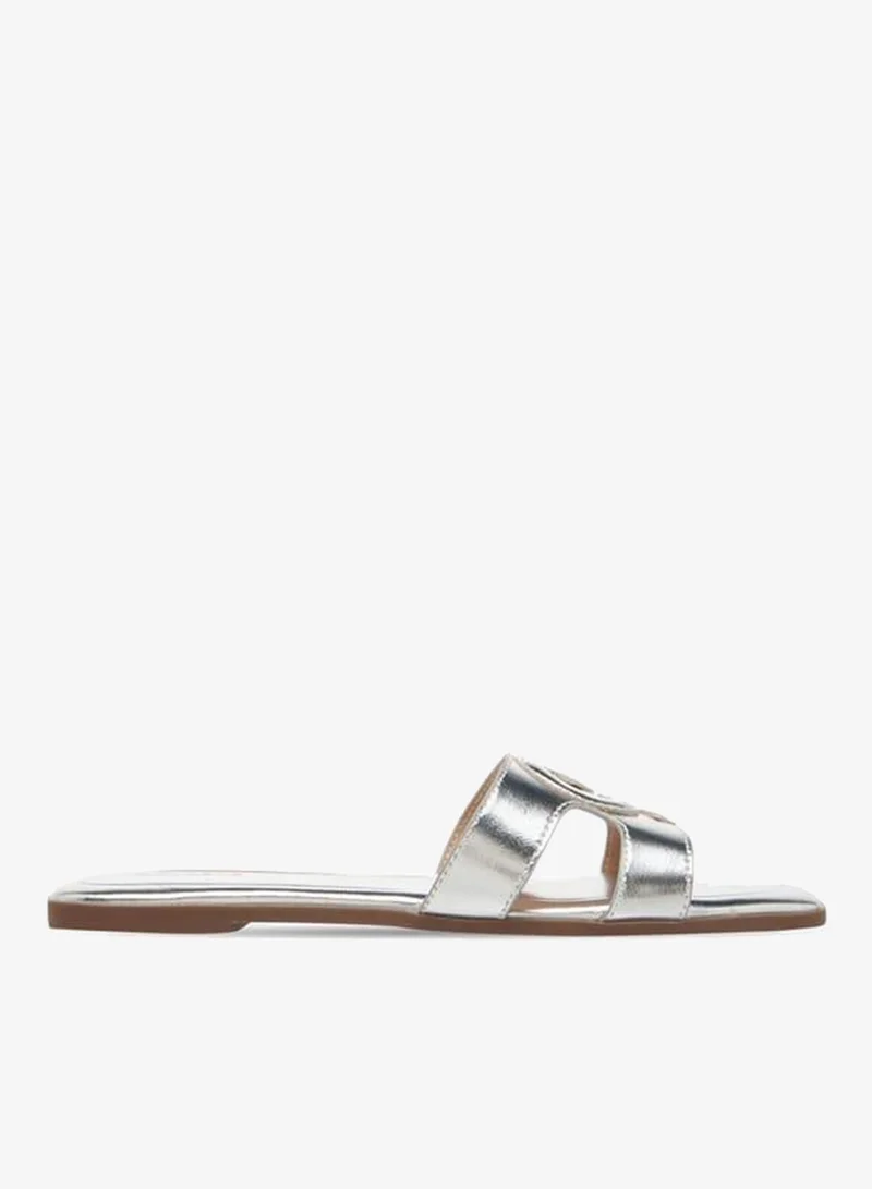 Celeste SILVER Women's Logo Embossed Slip-On Sandals for Women | Best Price UAE