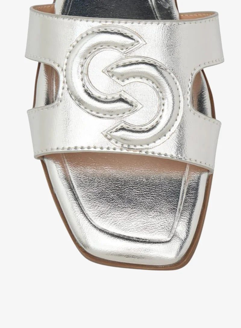 Celeste SILVER Women's Logo Embossed Slip-On Sandals for Women | Best Price UAE
