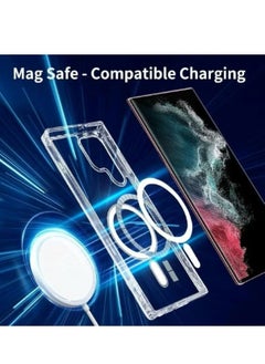Magnetic Samsung Galaxy S22 Ultra, Magnetic Case, Compatible with MagSafe Wireless Charging, Anti-Scratch Bumper Cover (Clear), TPU - PC  - Image 3