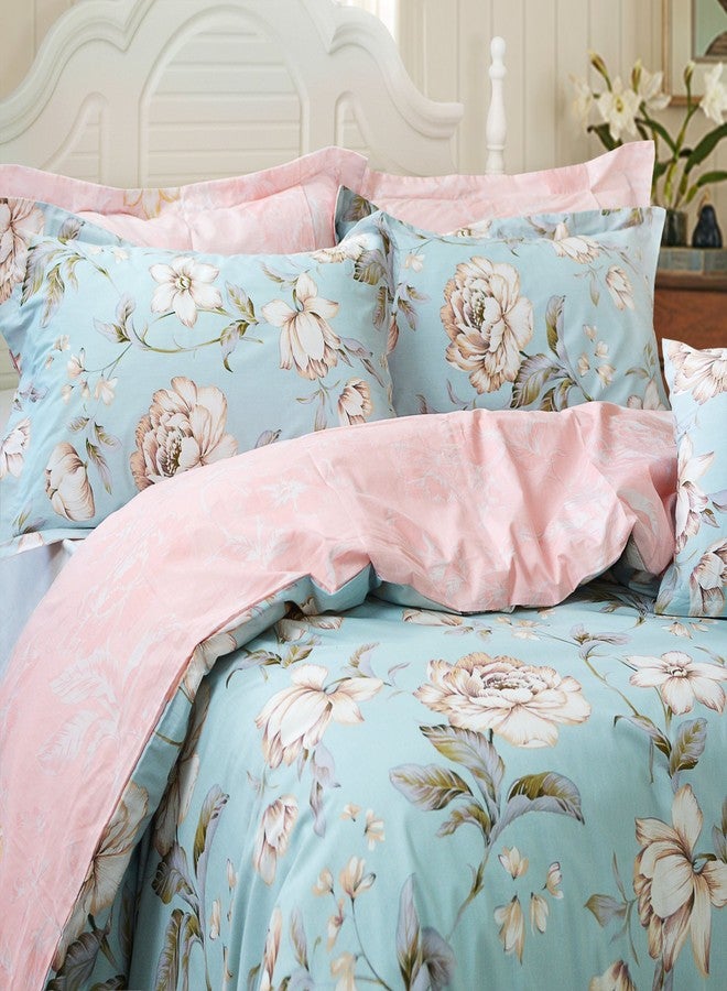 FADFAY Farmhouse Bedding Reversible Floral Duvet Cover Set Garden Style 100% Cotton Zipper Bedding Sets for Girls Natural Skin-Friendly Easy Care All-Season Use (3Pcs, Queen Size) - Image 2