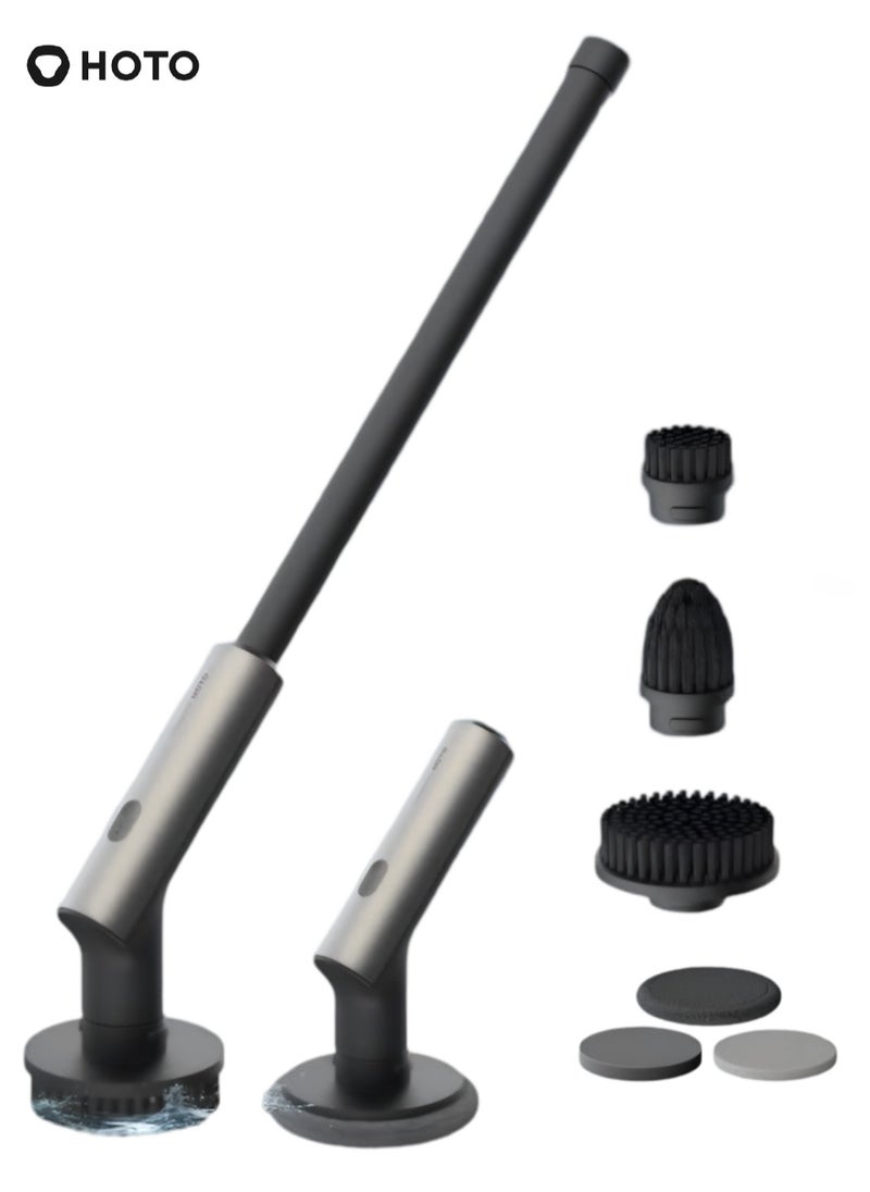HOTO Electric Cleaning Brush – Power Scrubber for Bathroom, Kitchen, Tiles, Grout, Bathtub, Glass – 7 Brush Heads, 2 Speed Settings (220 & 350 RPM), Cordless, Waterproof IPX7, 4000mAh Rechargeable Battery, 50W High-Torque Motor – QWQJS001  - Image 1