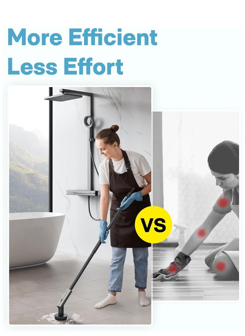 HOTO Electric Cleaning Brush – Power Scrubber for Bathroom, Kitchen, Tiles, Grout, Bathtub, Glass – 7 Brush Heads, 2 Speed Settings (220 & 350 RPM), Cordless, Waterproof IPX7, 4000mAh Rechargeable Battery, 50W High-Torque Motor – QWQJS001  - Image 5