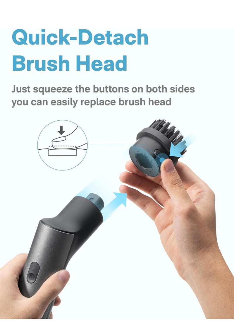 HOTO Electric Cleaning Brush – Power Scrubber for Bathroom, Kitchen, Tiles, Grout, Bathtub, Glass – 7 Brush Heads, 2 Speed Settings (220 & 350 RPM), Cordless, Waterproof IPX7, 4000mAh Rechargeable Battery, 50W High-Torque Motor – QWQJS001  - Image 4