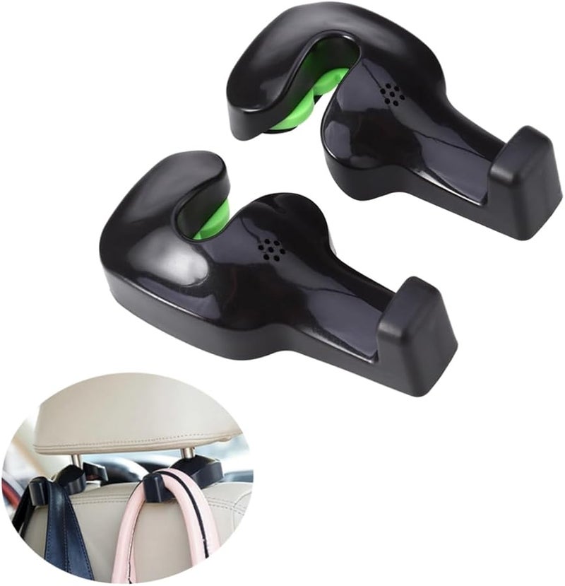 2Pcs Black Car Headrest Hooks Durable Back Seat Organizer Easy Installation - Image 2