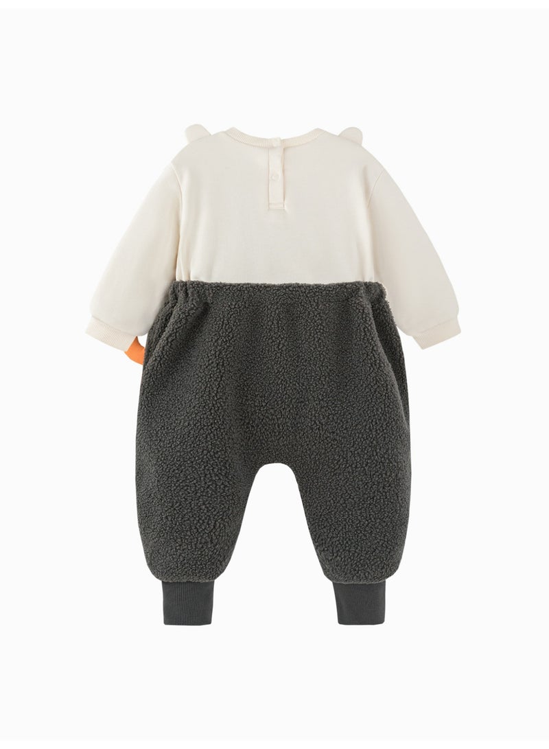 ميني بالا سالопت خثرة لطيفة للأطفال غير المنفصلة جنسًا من ميني بالا، دافئ، ناعم، تفاصيل أذن وذيل حيوان لطيف، أكمام زر، بليوزه فصالية للخارج الخريف/الشتوي للأطفال - Image 5