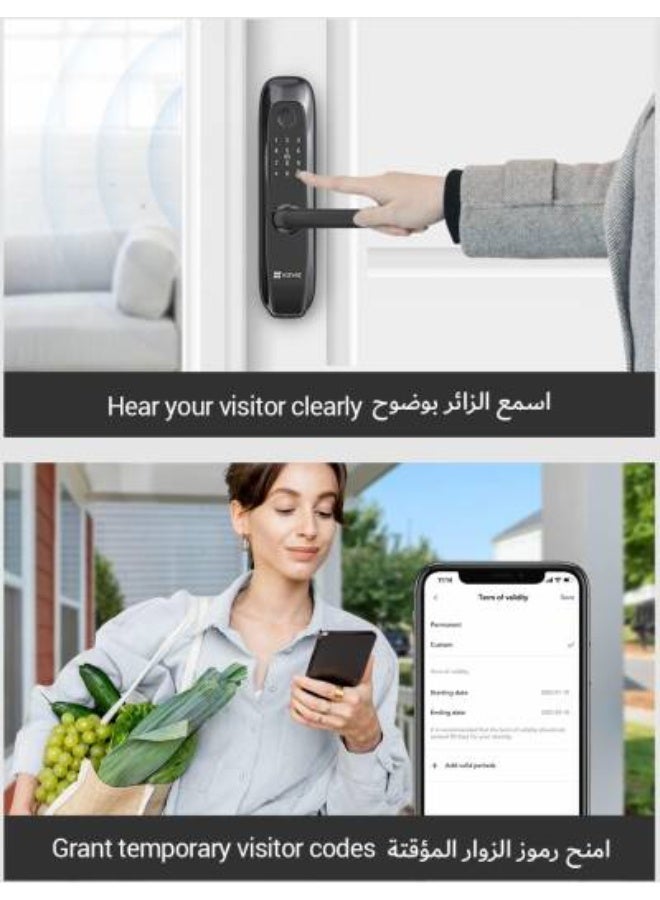 إيزفيز قفل بصمة ذكي EZVIZ L2S، دخول بدون مفتاح بأربع طرق فتح وجرس باب إلكتروني مدمج - Image 3
