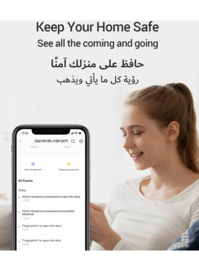 إيزفيز قفل بصمة ذكي EZVIZ L2S، دخول بدون مفتاح بأربع طرق فتح وجرس باب إلكتروني مدمج - Image 5