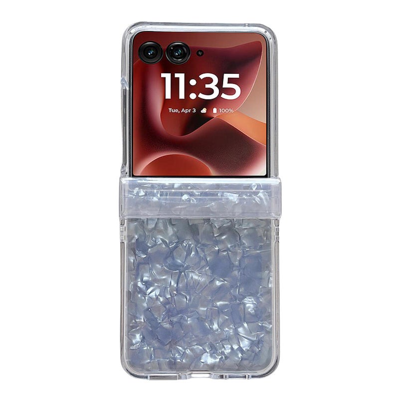 HuHa Case Cover For Motorola Razr 60 Ultra Three-piece Set Pearlescent Shell Texture Phone Case(White) - Image 1