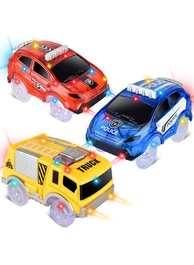 INLAIER Track Cars Replacement Only Light Up Toy Cars with 5 Flashing LED Lights Toys Racing Car Track Accessories Compatible with Magic Tracks and Tracks with Most Track Cars for Boys and Girls (3 Pack)  - Image 1