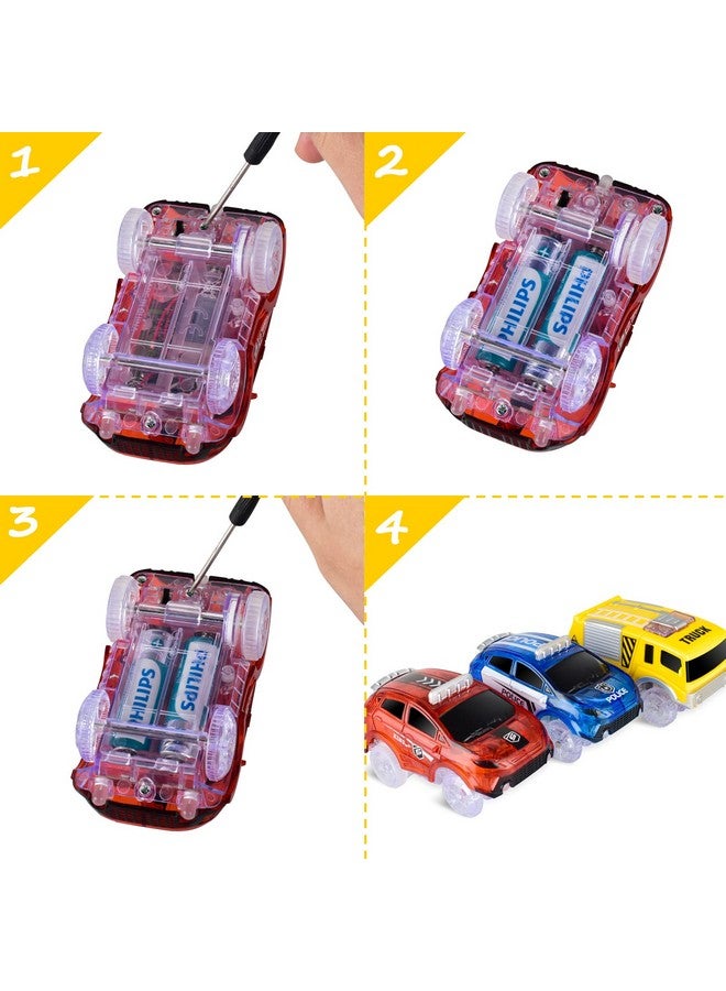 INLAIER Track Cars Replacement Only Light Up Toy Cars with 5 Flashing LED Lights Toys Racing Car Track Accessories Compatible with Magic Tracks and Tracks with Most Track Cars for Boys and Girls (3 Pack)  - Image 3