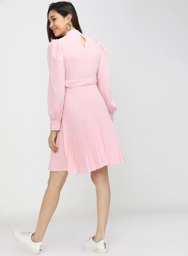 Tokyo Talkies Pleated Belted Dress