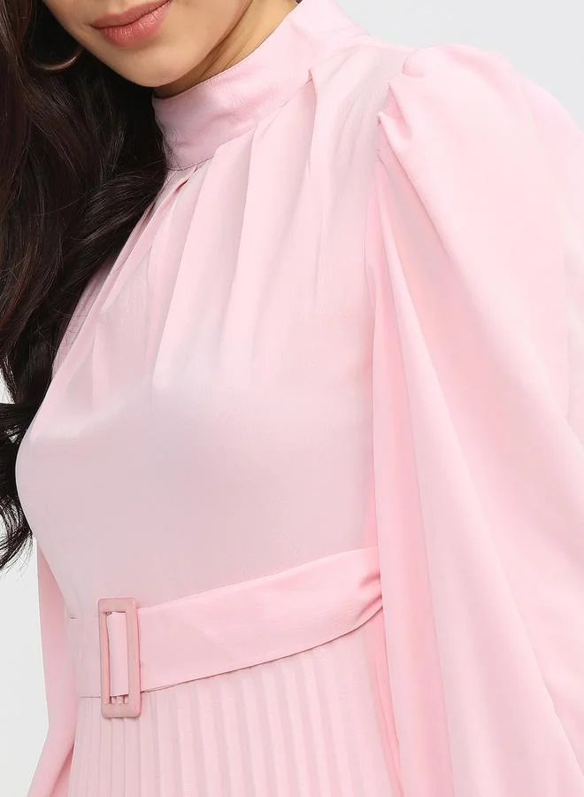 Tokyo Talkies Pleated Belted Dress
